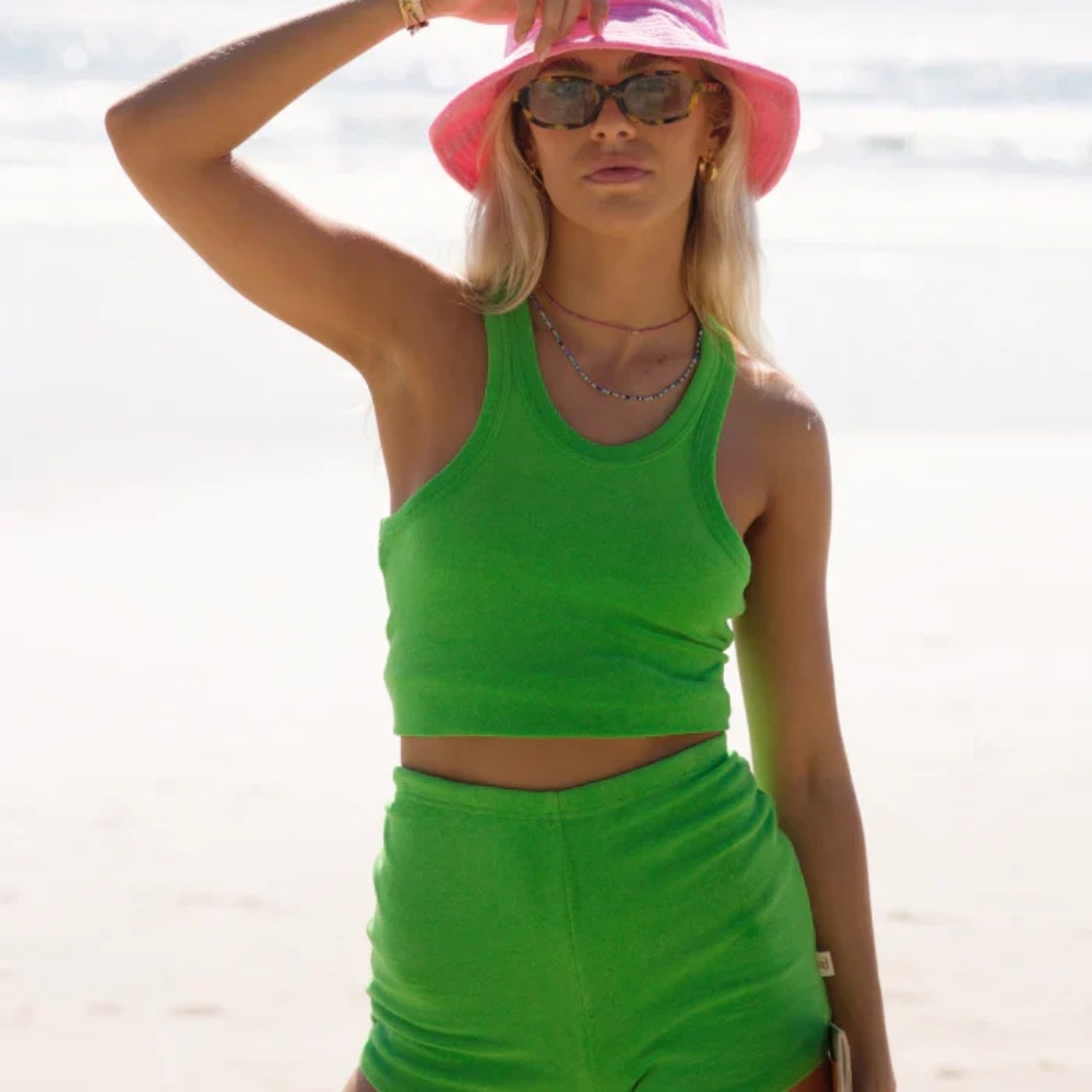 Araminta James Terry Cloth Tank in Light Apple